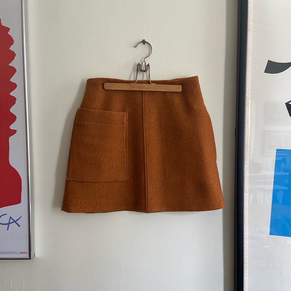 COS burnt orange wool mini skirt